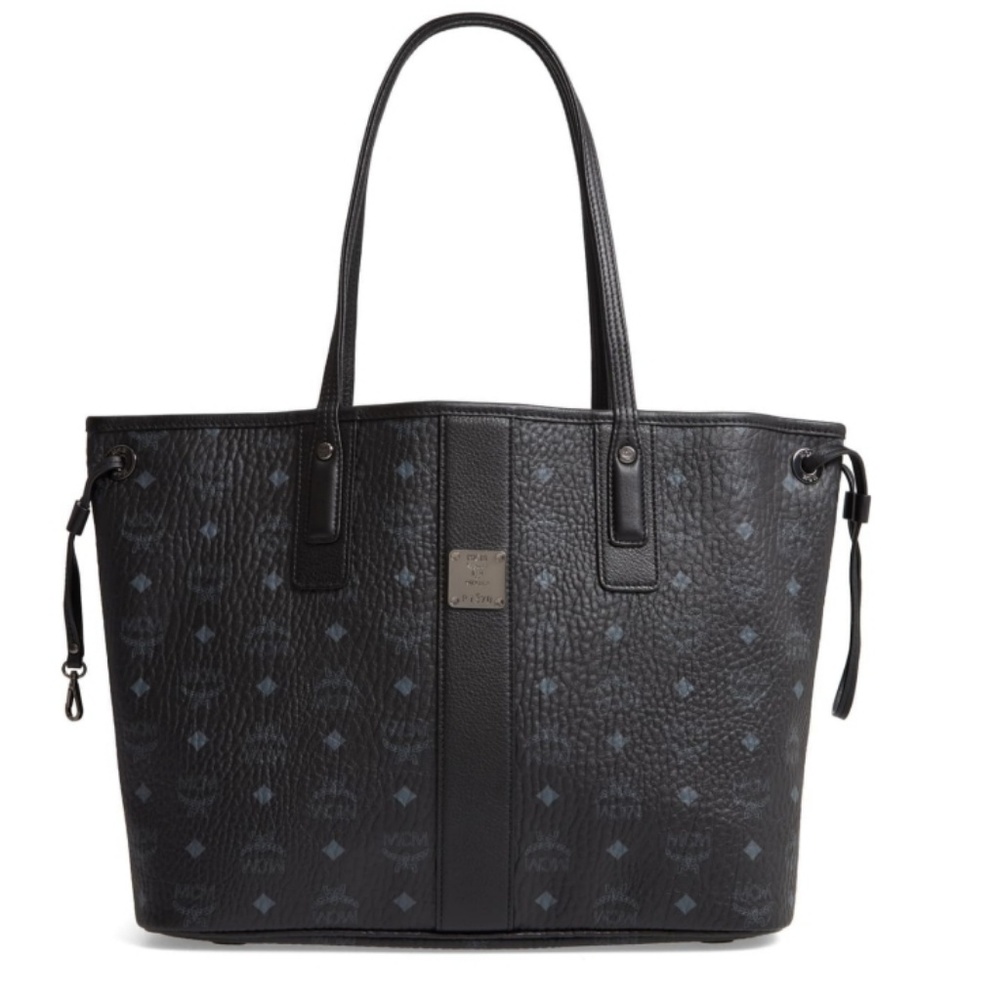 MCM Black Monogram Reversible Medium Tote